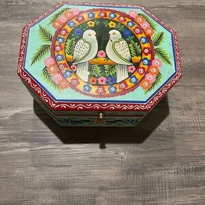 Hand painted Caribbean Octagonal Box with Dove Design